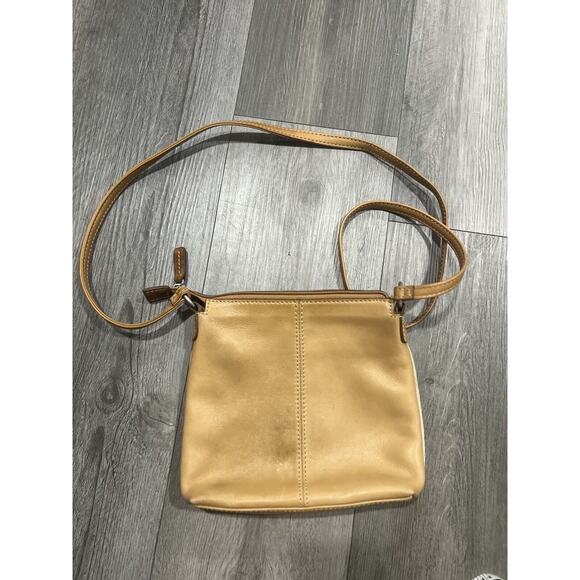 Fossil Genuine Leather color block Crossbody Purse Brown/White - Picture 6 of 6